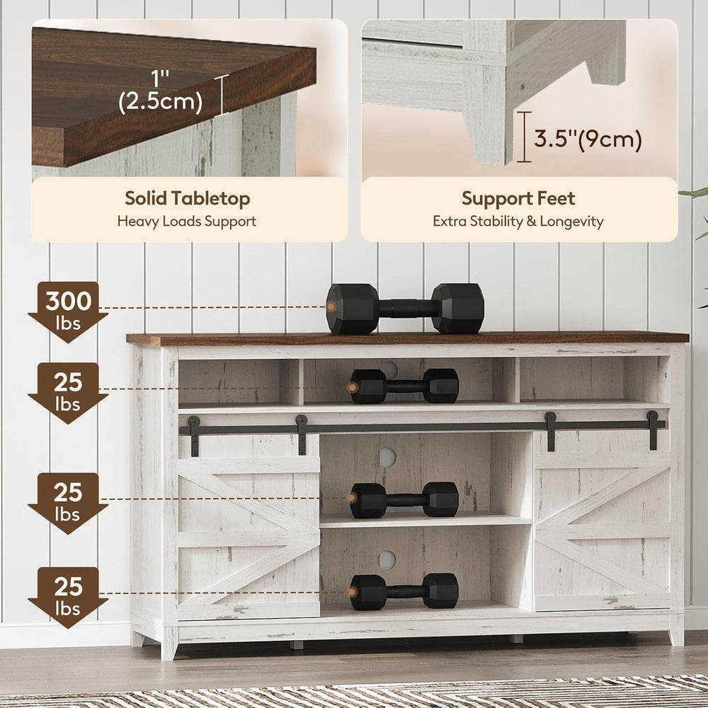 Lifewit Farmhouse TV Stand for up to 65" TV, Entertainment Center with A...