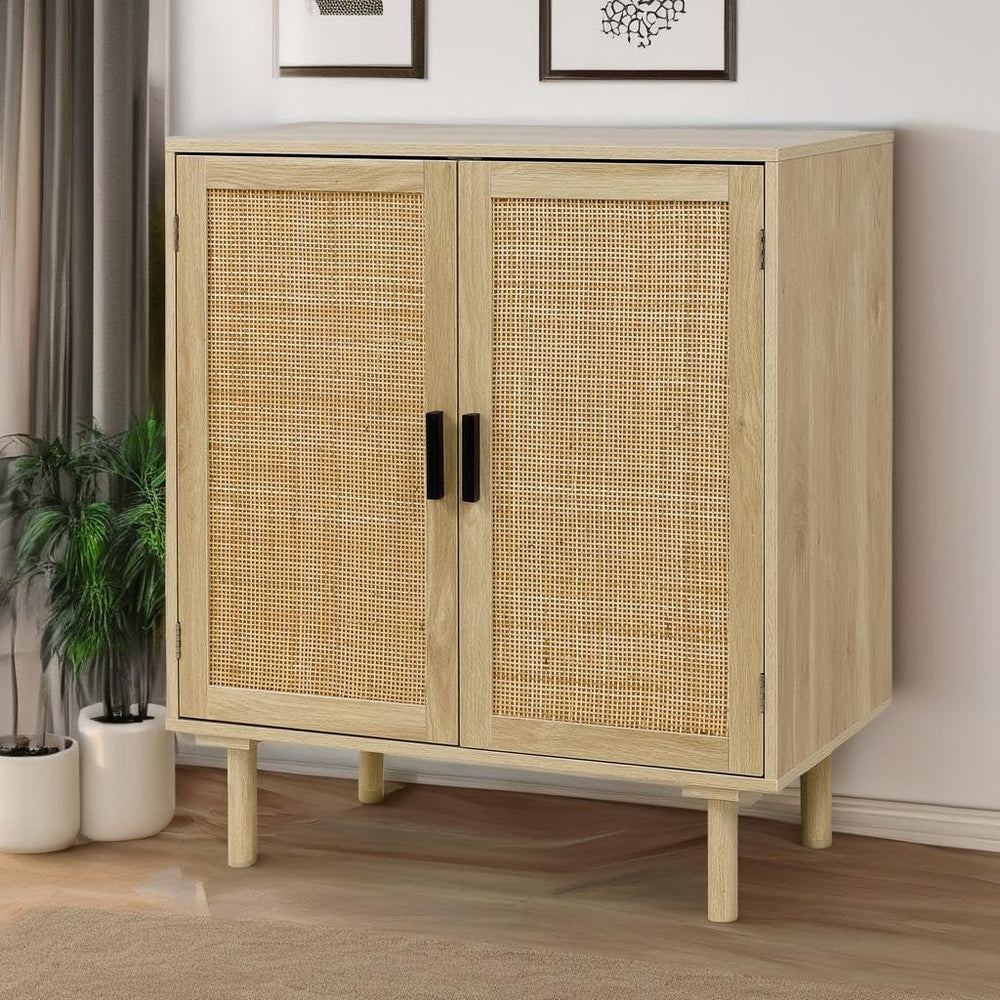 Finnhomy Sideboard Buffet Cabinet, Kitchen Storage Sideboard with Rattan Deco...