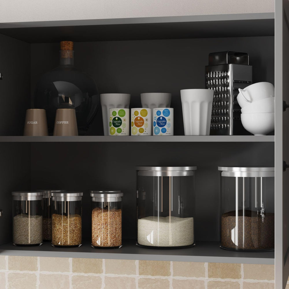 63" Kitchen Cabinet Set with Wall Mounted Cupboard and Buffet Sideboard,...