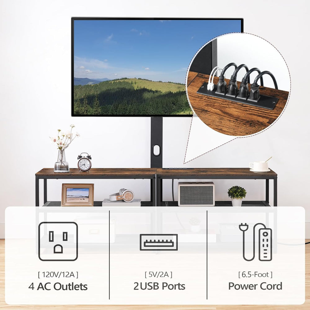 MAHANCRIS 59" TV Stand with Mount and 4 Power Outlets, Entertainment Cen...