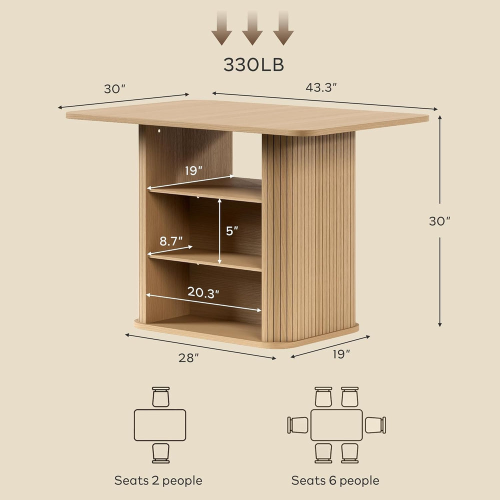FUQARHY Dining Table for 4, Small Rectangular Kitchen Table for 2 with 3-Tier...
