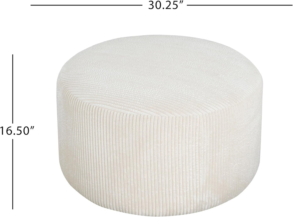 Merax 30.25" Modern Upholstered Round Corduroy Ottoman, Multifunctional ...