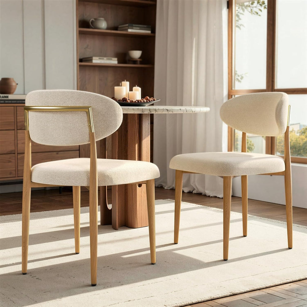 300LBS Dining Chairs Set of 2,Metal Kitchen Chairs,Modern Fabric Upholstered ...