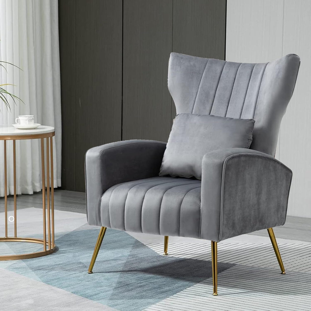 ZJhome Living Room Chairs Set of 2 Modern Velvet Accent Chairs with Lumbar Pi...