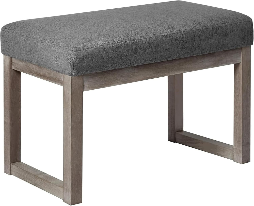 CangLong 27 Inch Wide Rectangle Ottoman Bench Grey Footstool, Linen Look Poly...