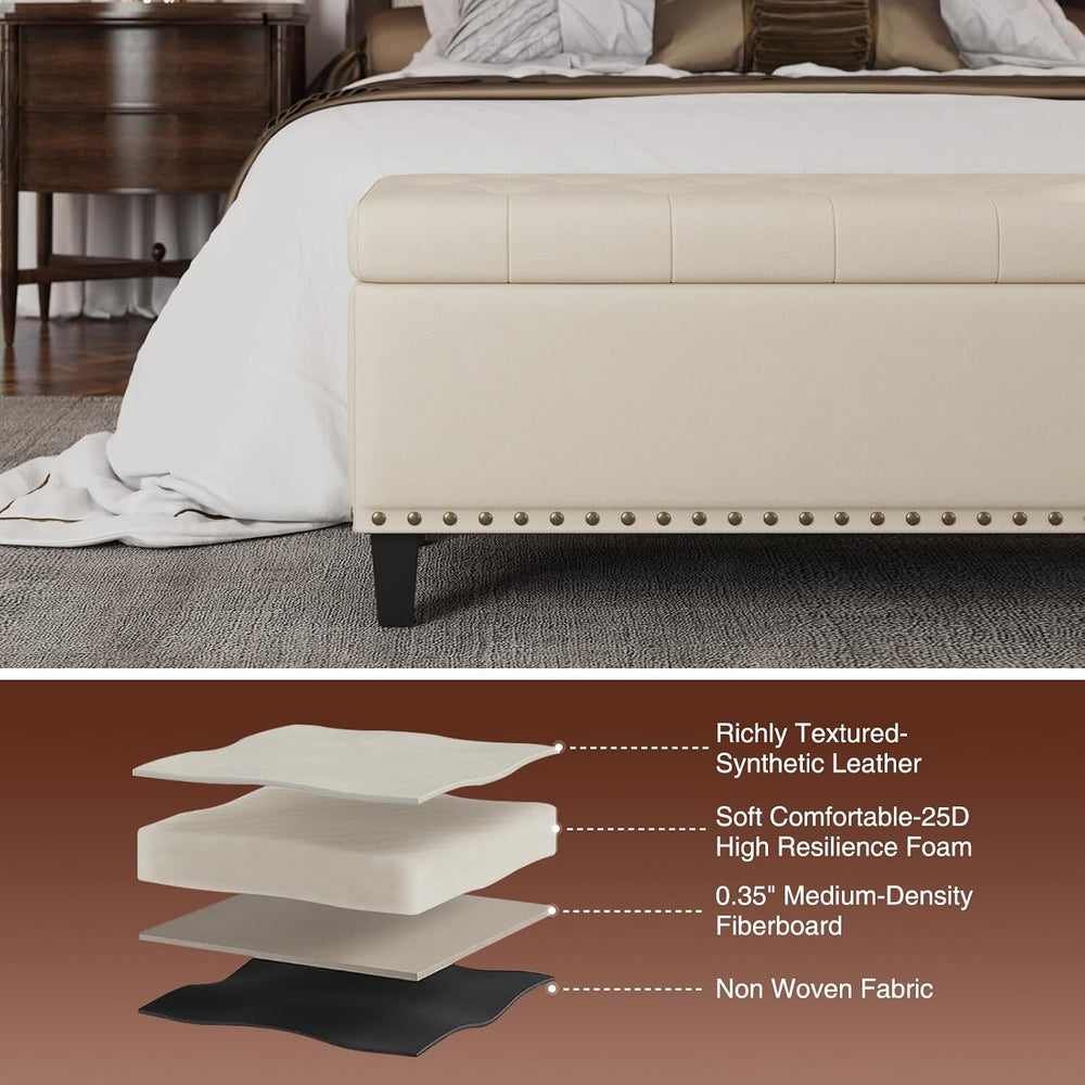 FiveWillowise 51 Inch Storage Ottoman Bench,Large End of Bed Storage Bench | ...