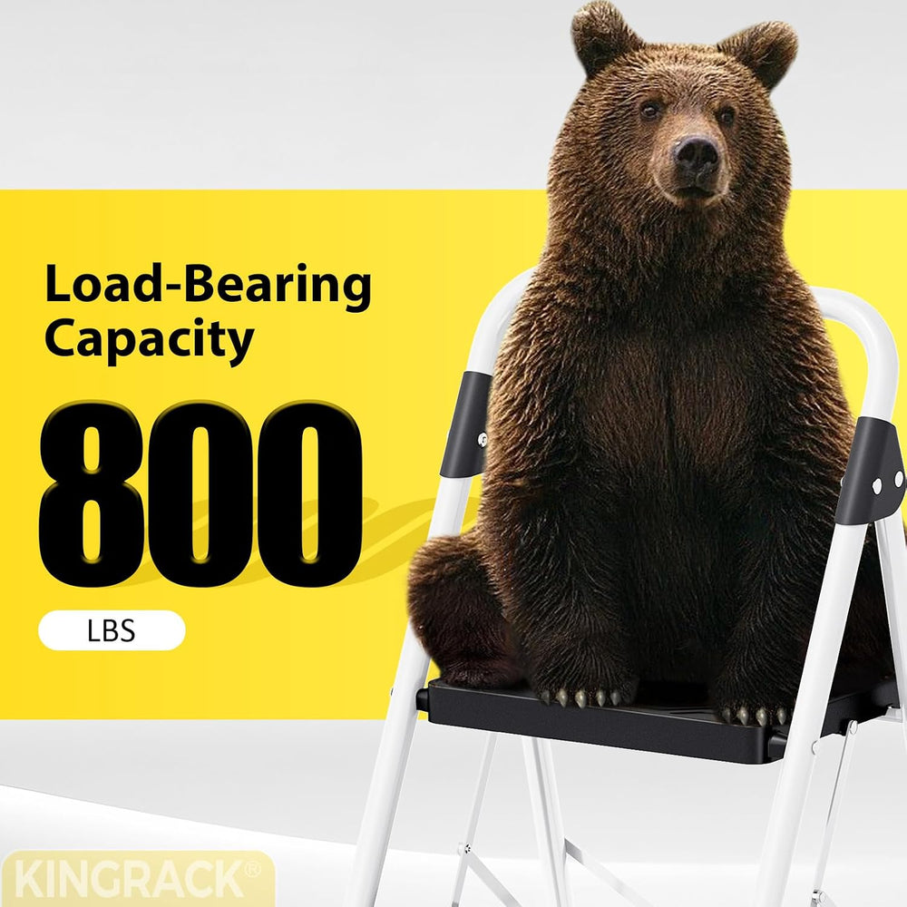 KINGRACK 2 Step Folding Ladder, 800lbs Capacity Step Stool with Safety Lock, ...