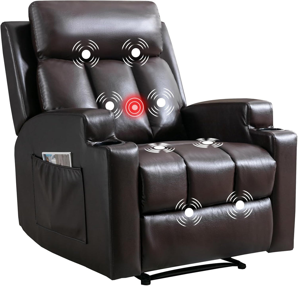 CANMOV Manual Recliner Chair with Massage and Heat,Breathable Leather Recline...