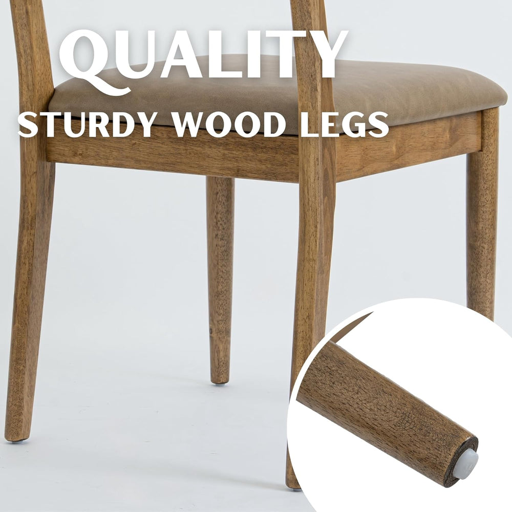 RIVOVA Wooden Dining Chairs Set of 4 PU Leather Upholstered Dining Room Chair...