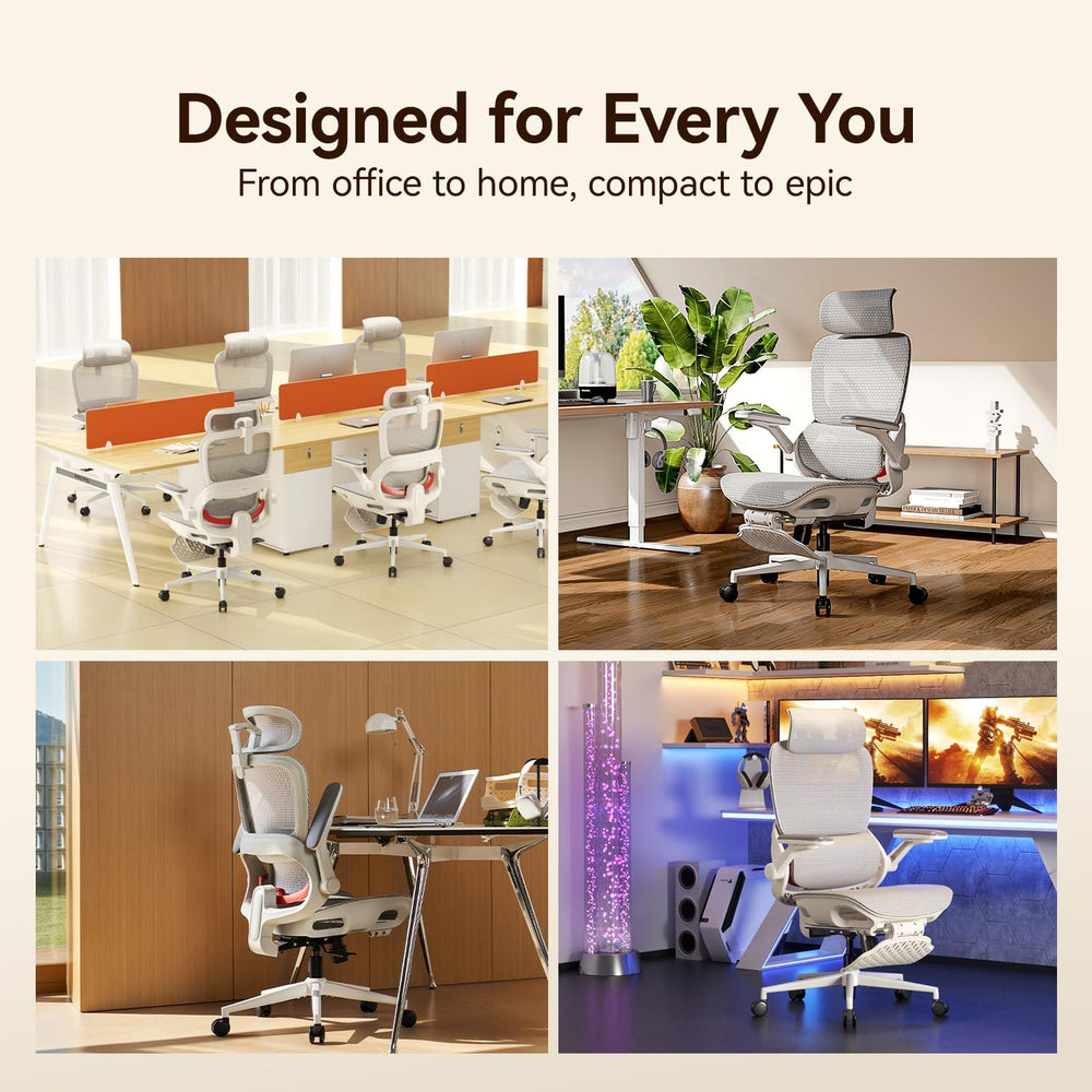SIHOO B100 PRO Ergonomic Office Chair with Footrest, 4D Flip-Up Armrests