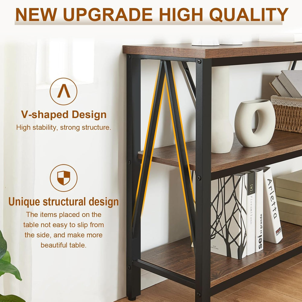 Entryway Console Table, 3 Tier Entry Table with Open Shelves, Brown, 47 IN | ...