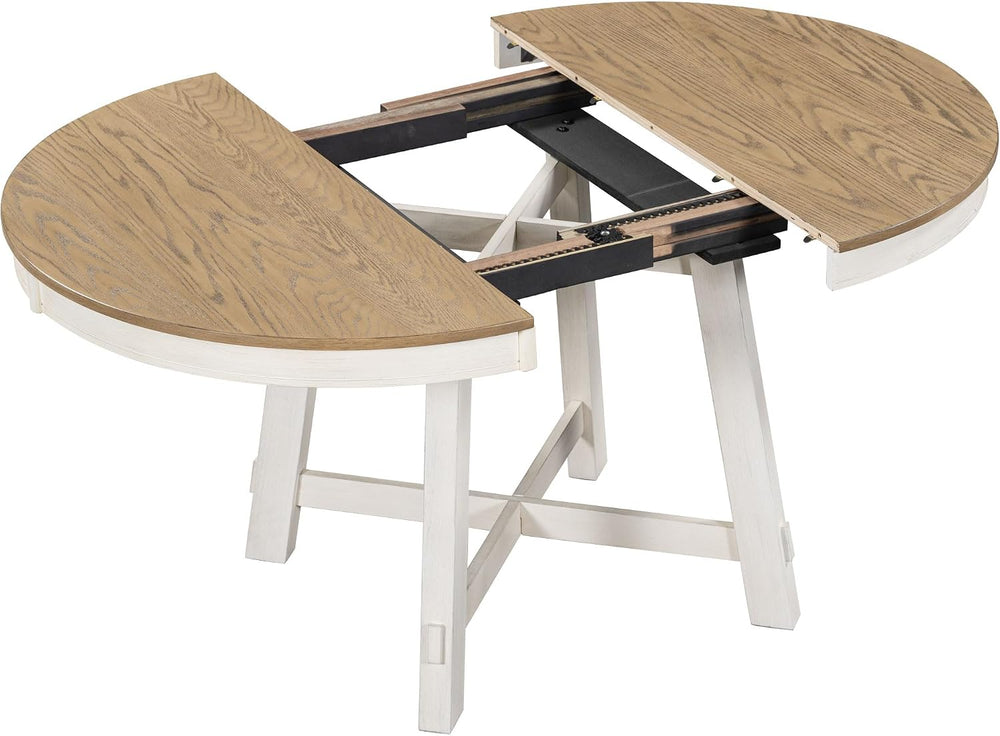 Knocbel Farmhouse 4-Person Extendable Dining Table Set, 5-Piece Dinette Set w...