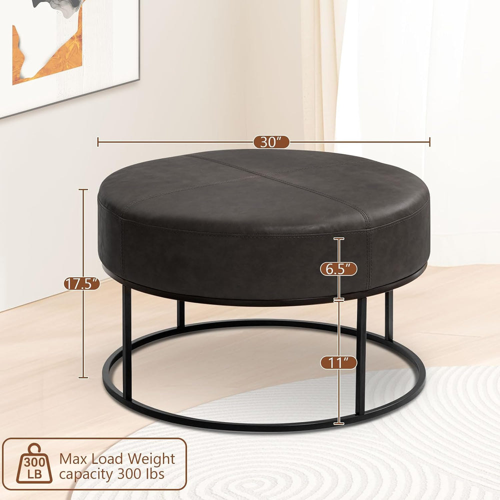 Modern Round Coffee Table, Farmhouse Ottoman for Living Room, Large Vintage F...
