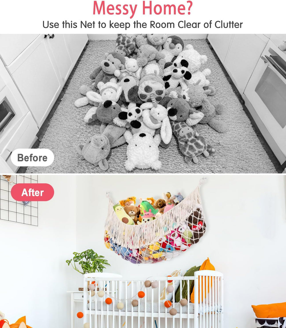 Stuffed Animal Hammock - Extra Large 63'' Long (Cream White) | Premiu...