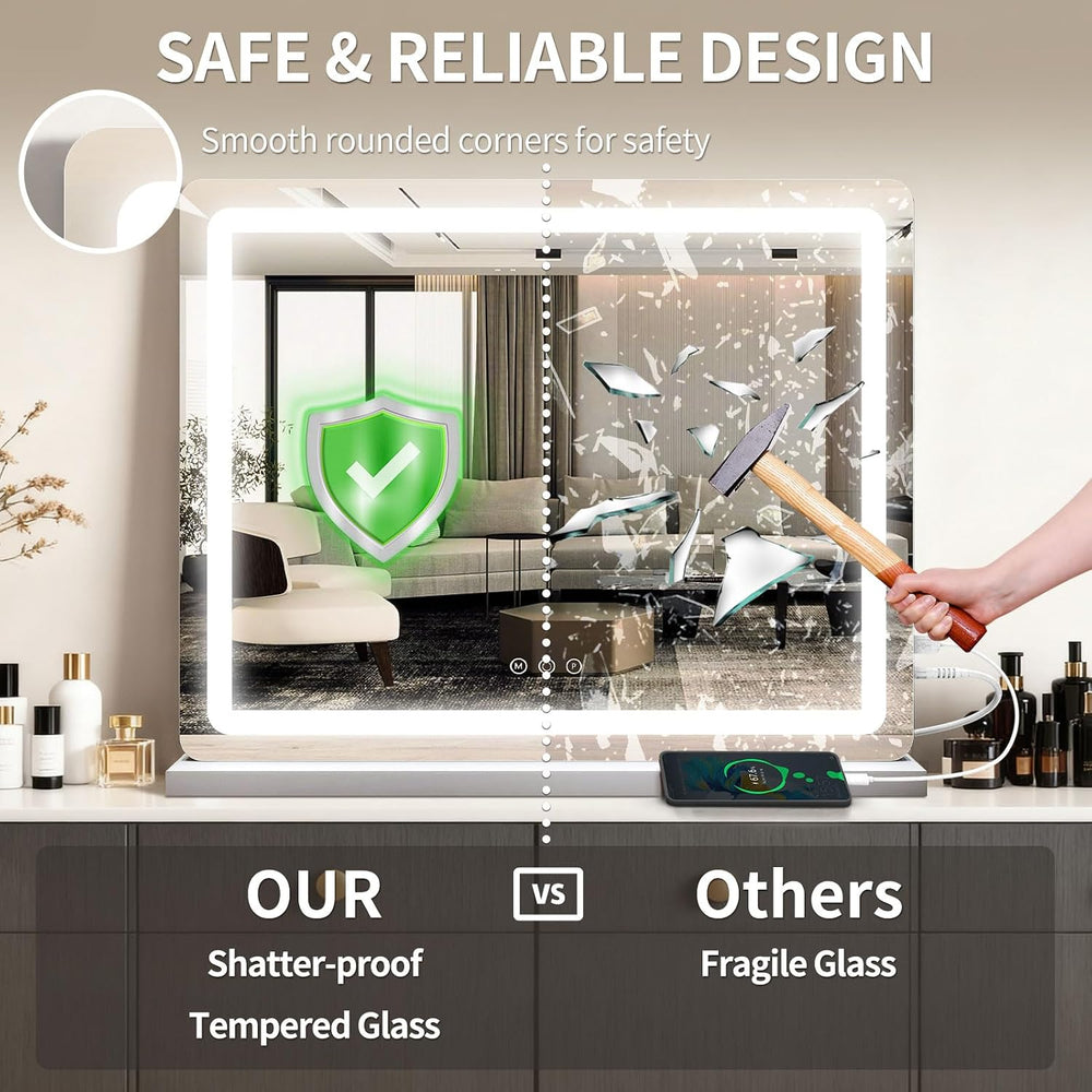 ROLOVE 23"x 18" Large Vanity Mirror with Lights, LED Makeup Mirror ...