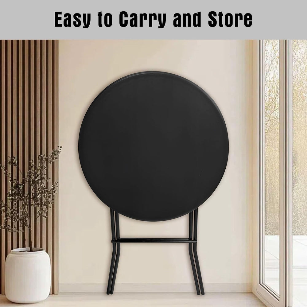 32in Cocktail Table, Folding Round High Top Indoor Outdoor Use, Foldable Bar ...