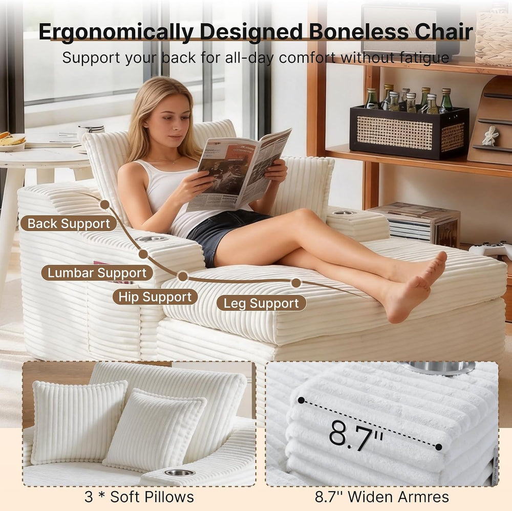 Oversized Chaise Lounge Chair Indoor, Upholstered Sleeper Sofa Bed | Couch wi...