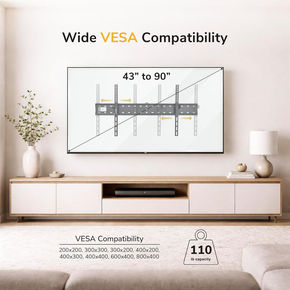 Mount-It! UL Certified Tilting TV Wall Mount for Most 43-90 Inch Flat Screen ...