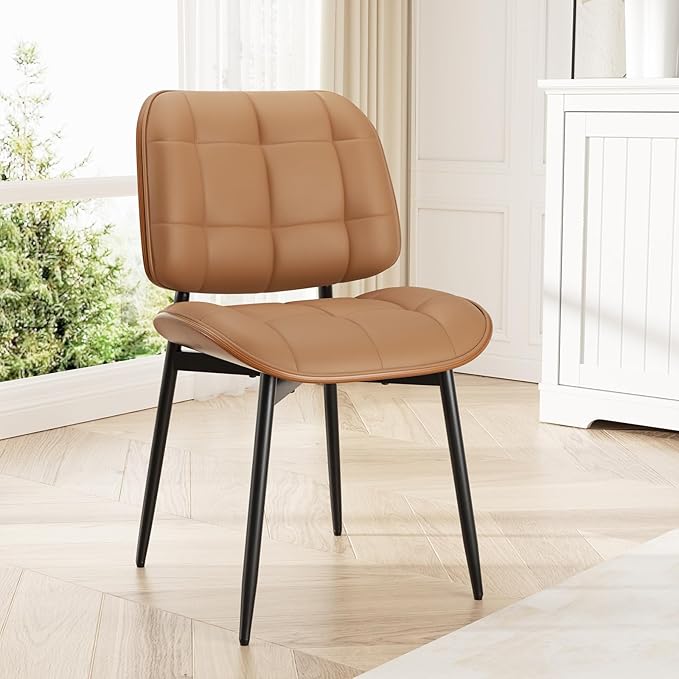 Dining Chair, Mid Century Modern Dining Room Chair, Upholstered Faux Leather ...