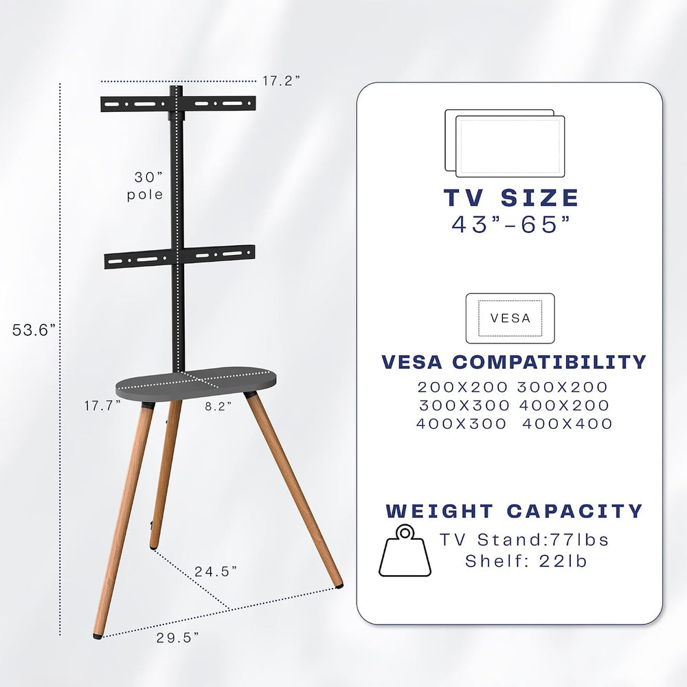 VIVO Easel TV Stand w/Storage Shelf, 43 to 65 inch Screens, STAND-TV65A-S | D...