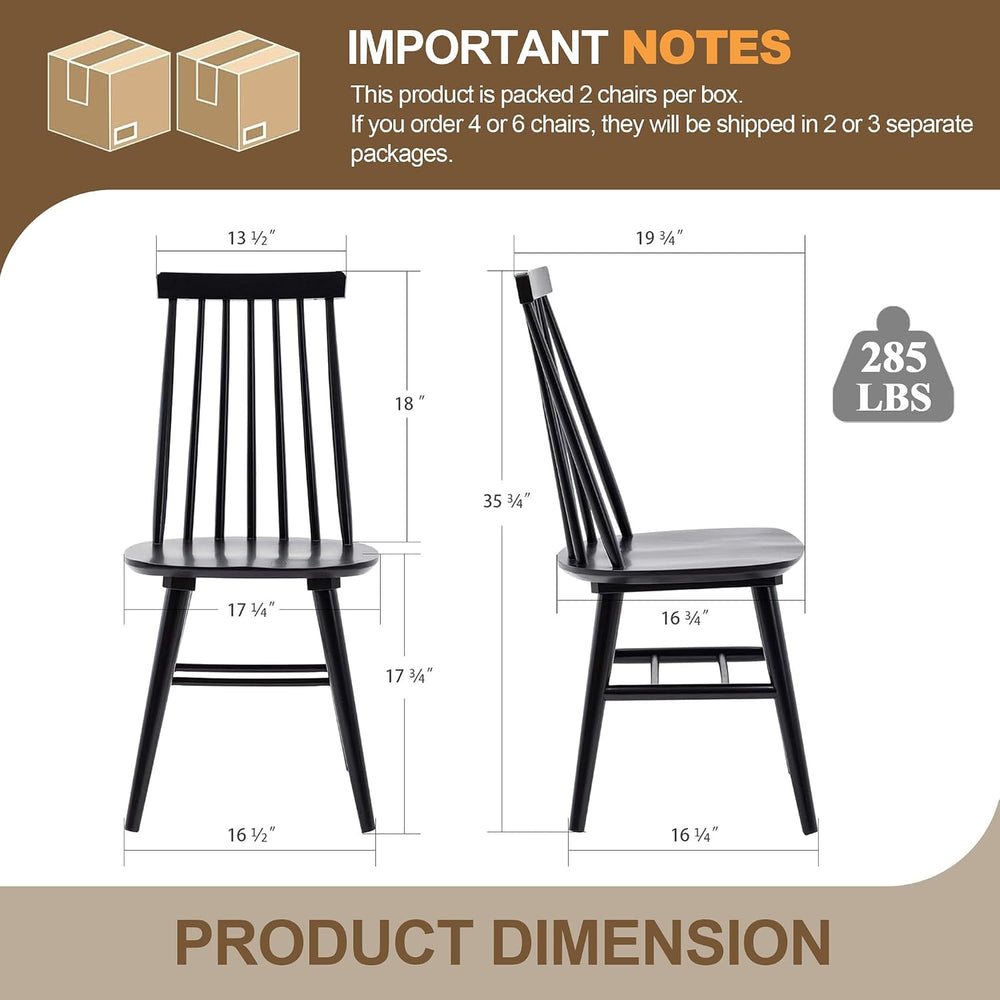 DUHOME Windsor Dining Chairs Set of 6 Wood Dining Room Chair Slat Back Kitche...