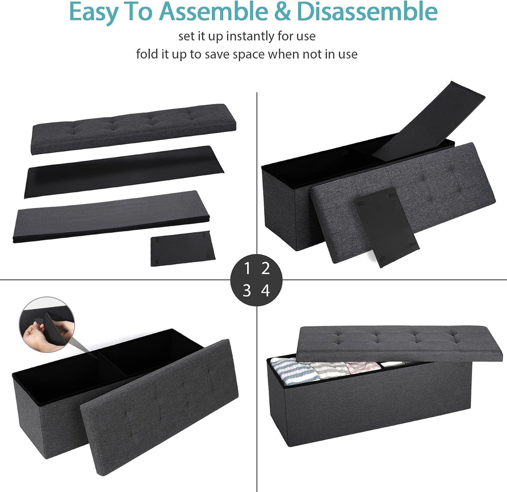 SUPER DEAL 43 Inches Folding Storage Ottoman Bench, Ottoman Foot Rest, Storag...