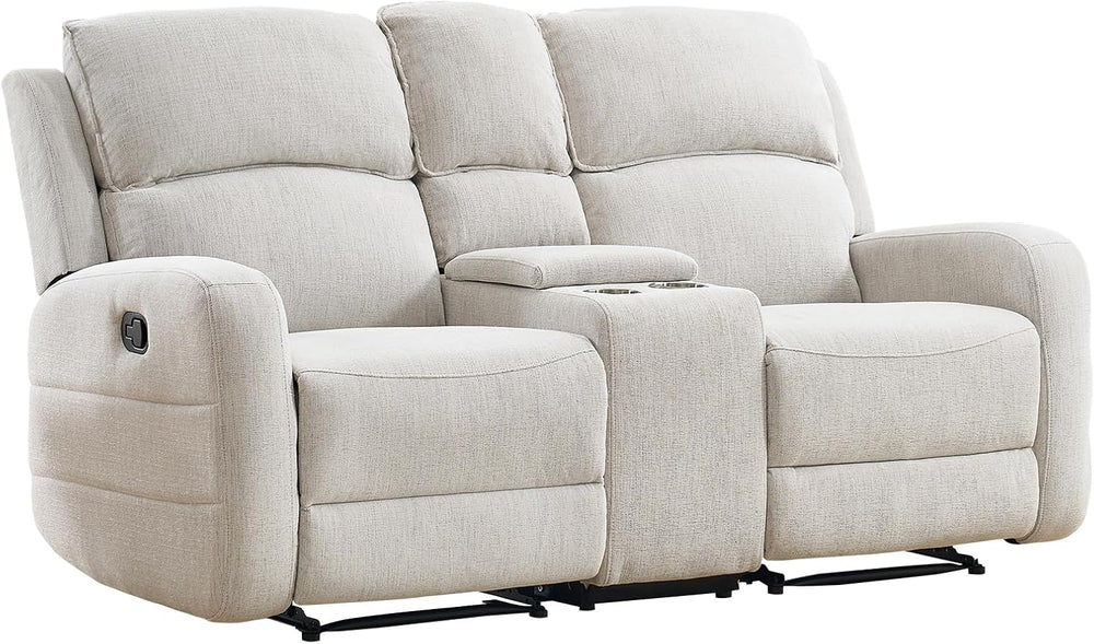 EBELLO Manual Living Room Furniture Reclining Couch Set, Soft Fabric Loveseat...
