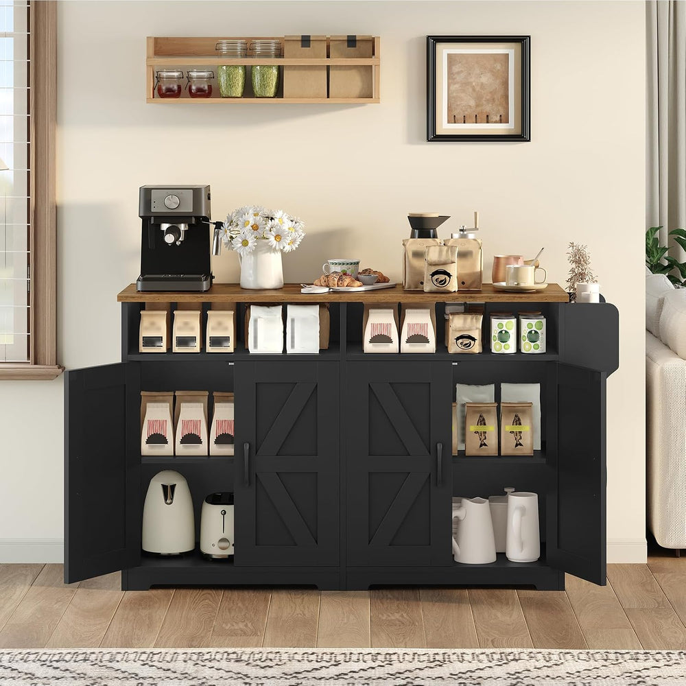 YATINEY Coffee Bar Cabinet, Kitchen Island with Storage, Farmhouse Sideboard ...