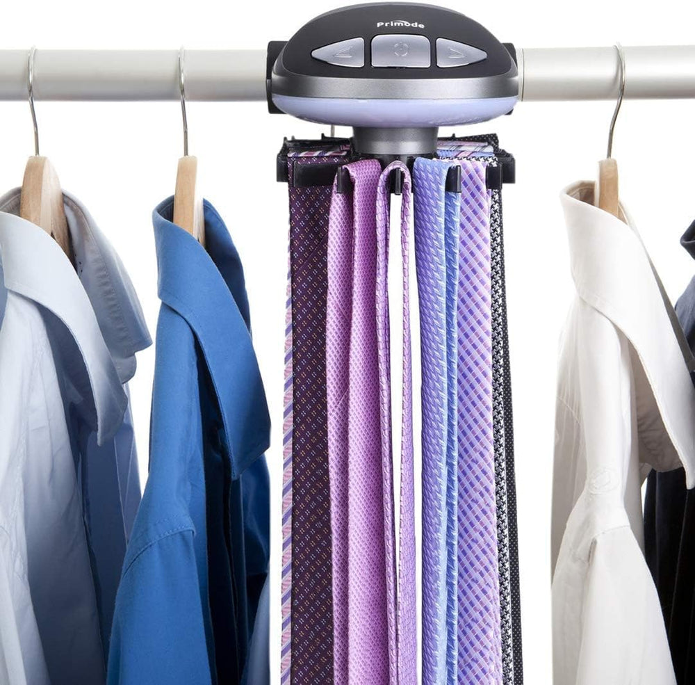 Motorized Tie Rack Stores Up to 50 Ties– Closet Organizer, Holds & Displa...