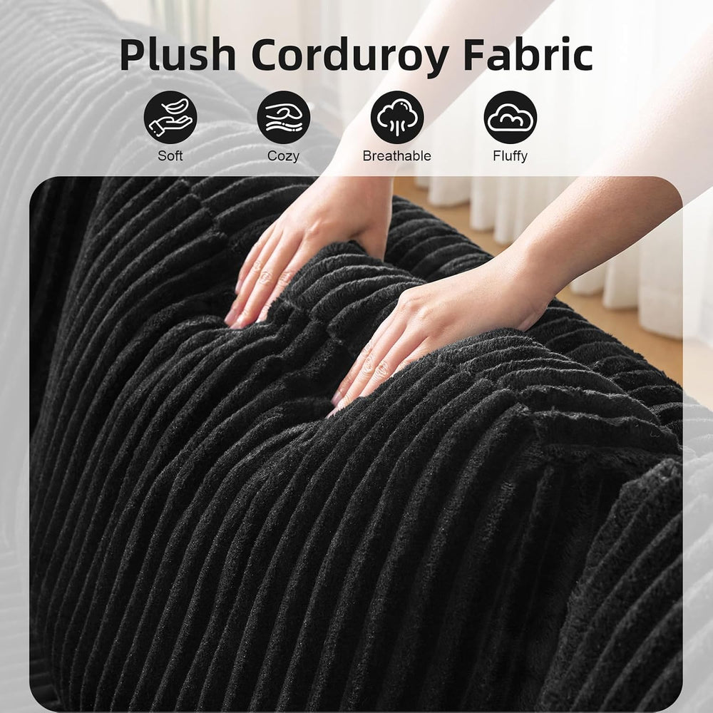 130" U-Shaped Modular Sectional Sofa with Chaise | Corduroy Flexible Mod...