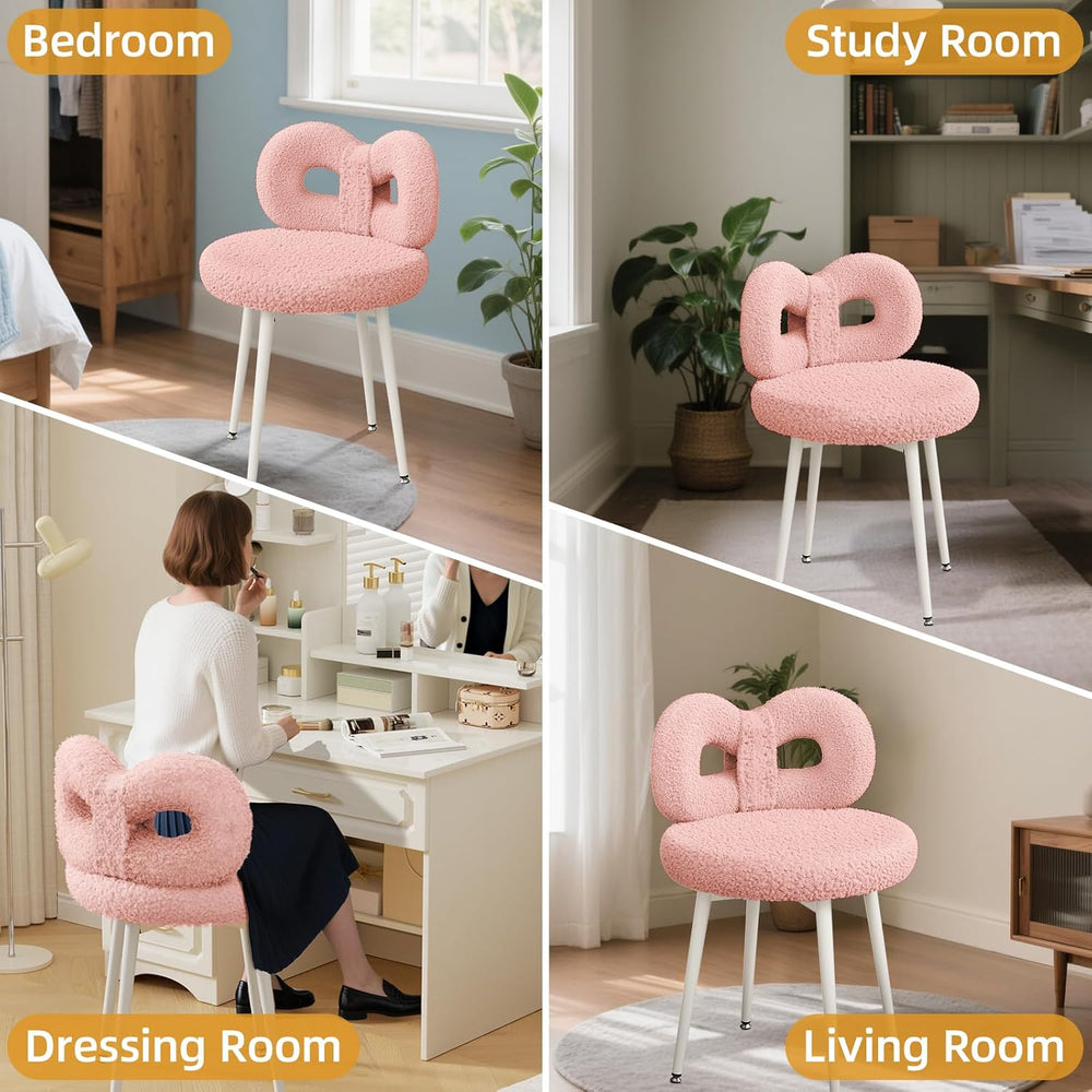 ROOMTEC Swivel Vanity Chair with Back, Upholstered Desk Chair for Girls, Mode...
