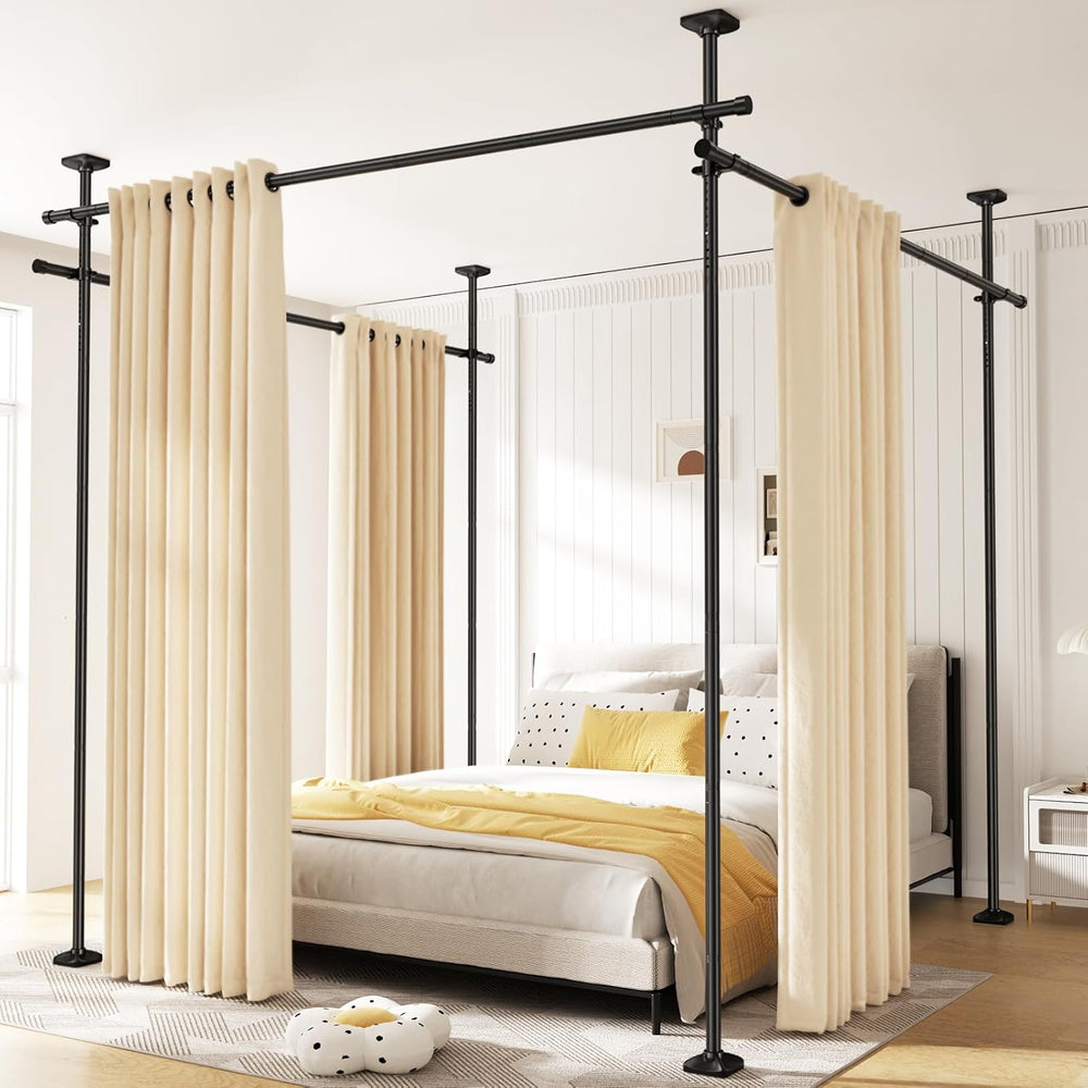 SUNALLY Room Divider Curtain Rod 4-10ft(H)28-171in(W) Room Separator, Black