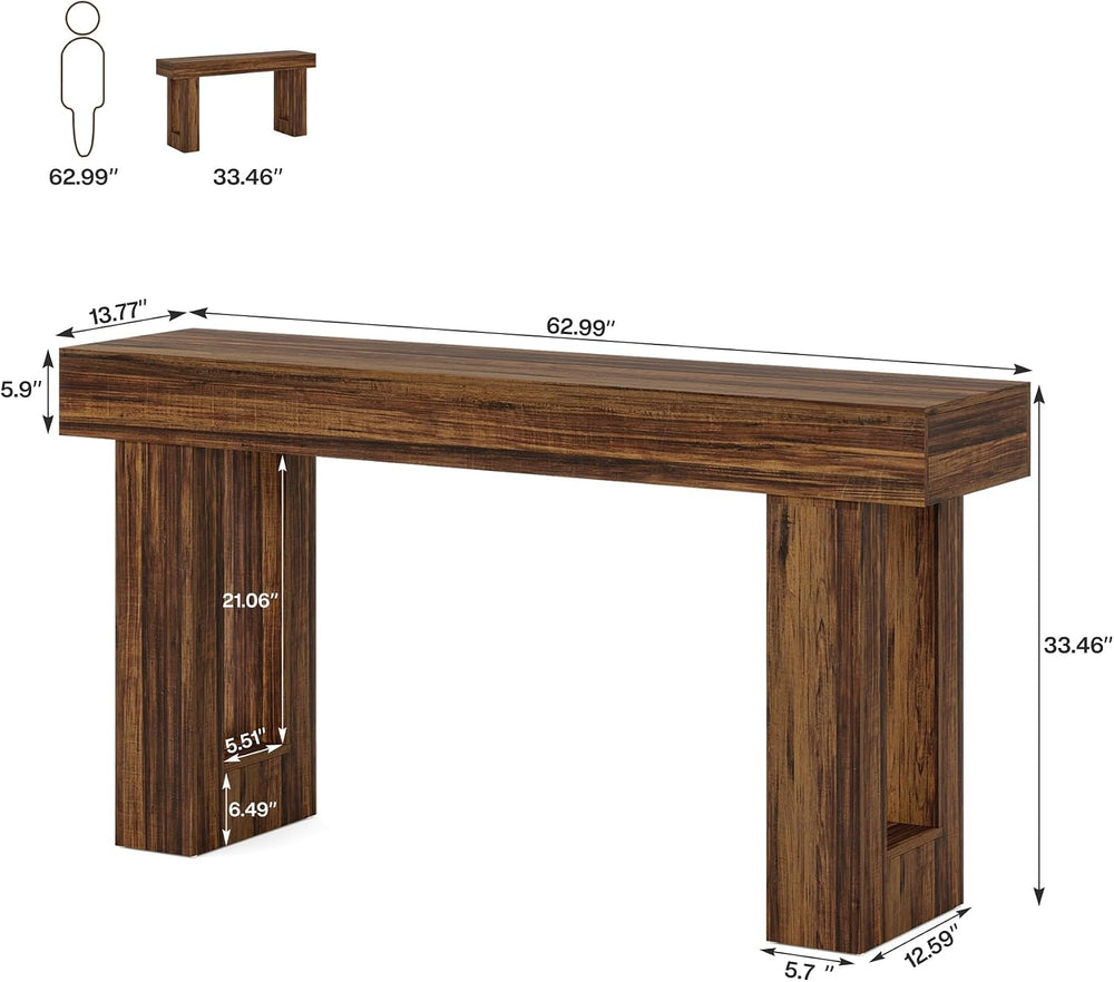 Tribesigns 63-Inch Long Console Table, MDF Wood Grain Rectangular Sofa Table ...