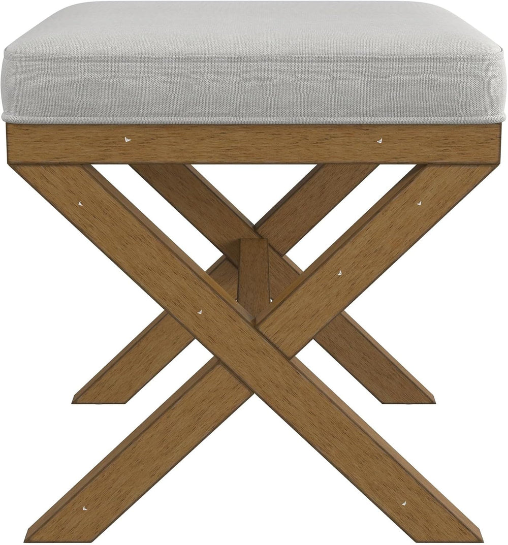 Hillsdale Somerset Backless Wood Vanity Stool for Makeup Room or Bathroom, Da...