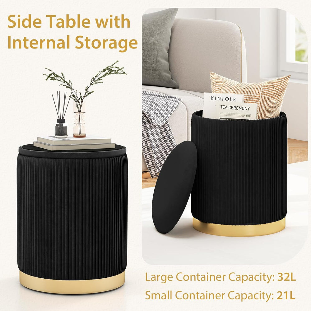 Giantex Ottoman with Storage - Set of 2 Storage Ottomans, 1 Large & 1 Sma...