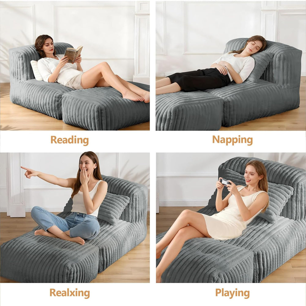 Big Bean Bag Lounger Sofa with Pillow, Large Bean Bag Chairs for Adults, Over...