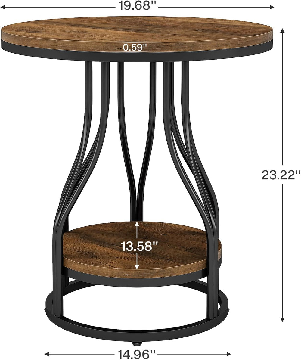 Tribesigns Round Side End Table 2-Tier End Tables Modern Bedside Table Small ...