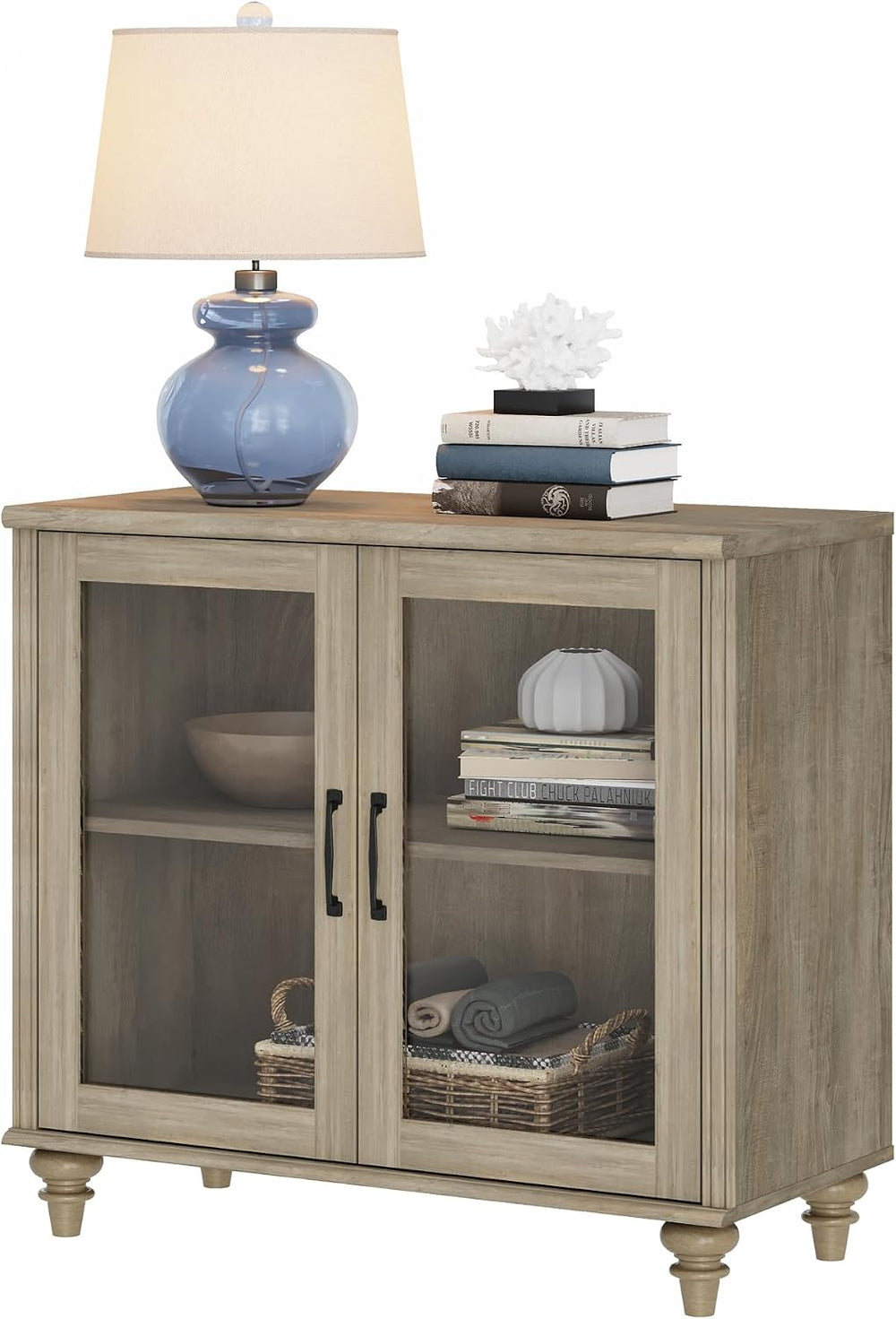WAMPAT Farmhouse End Table with Ample Storage, Large Mid Century Modern Wood ...