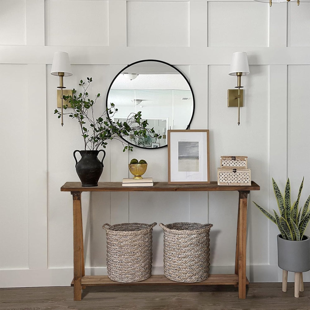 43" Solid Wood Farmhouse Console Table for Living Room, Natural