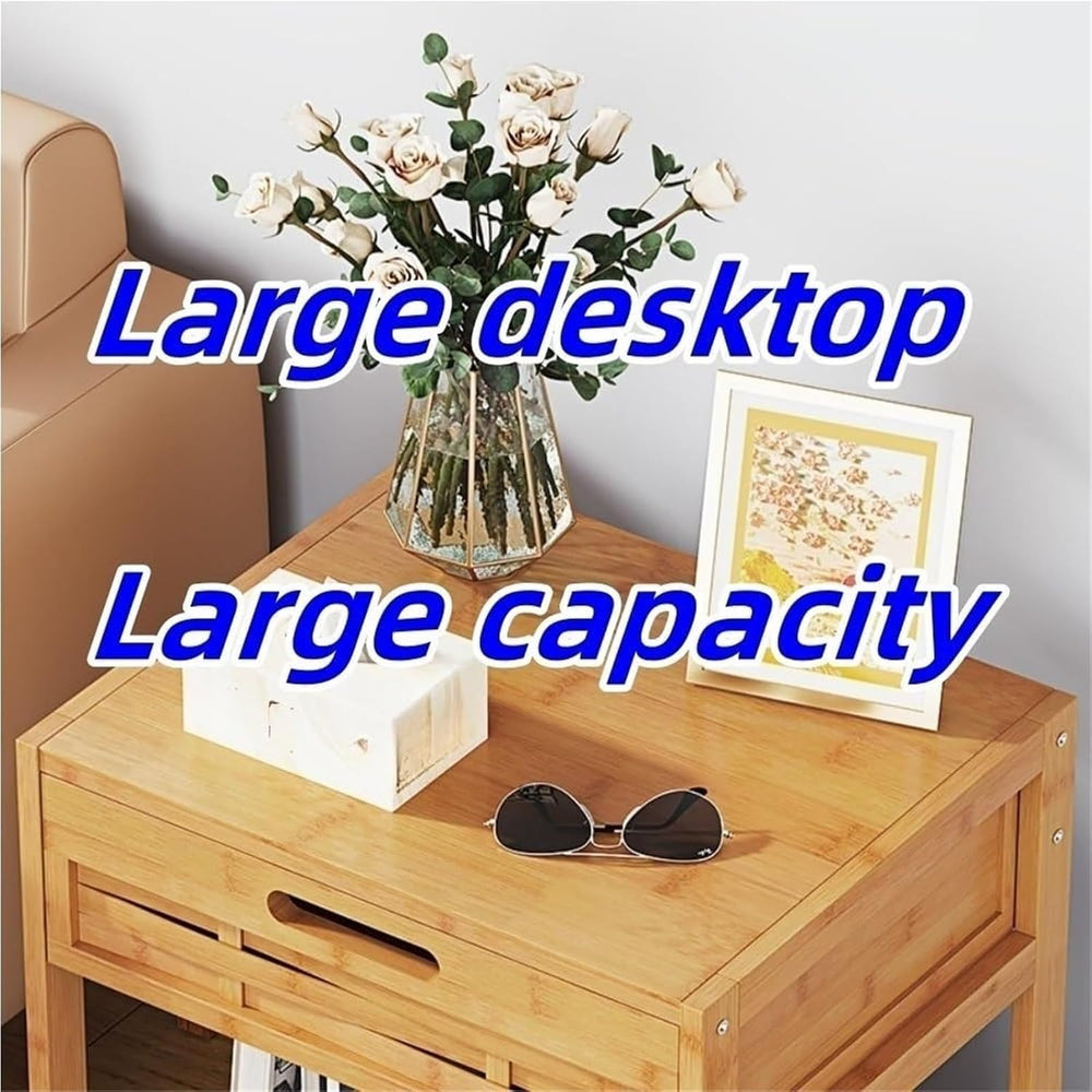 Side Table with Drawer and Open Storage End Table Nightstand Bedside Tables N...
