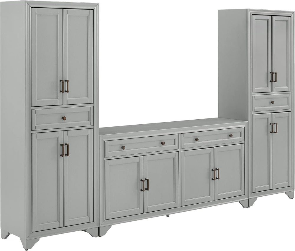 Crosley Furniture Tara 3-Piece Farmhouse Pantry & Sideboard Set