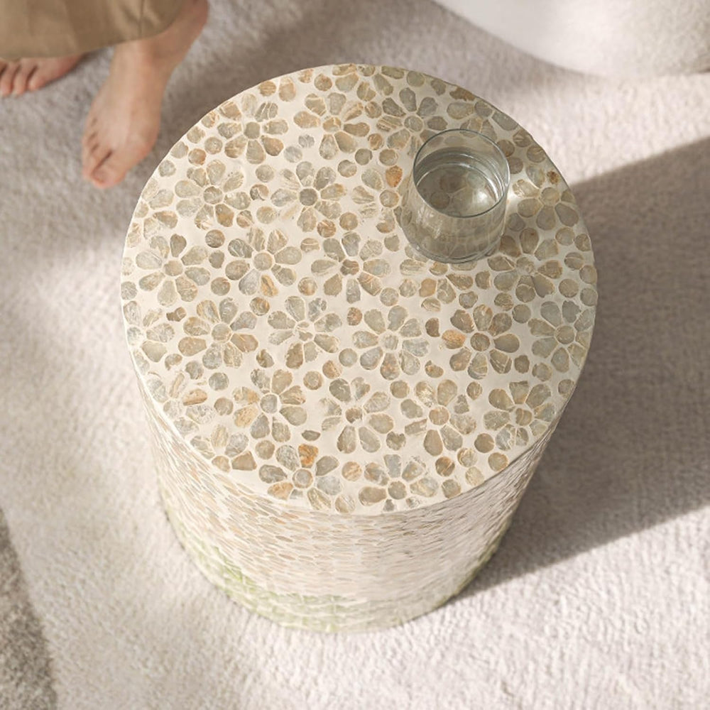 Bedside Side Table, Seashell-Style Side Table, Balcony, Living Room Sofa Corn...
