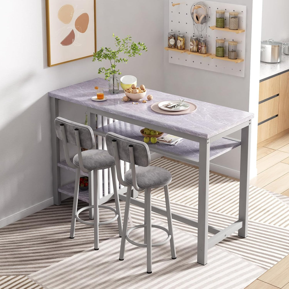 Lamerge Furniture Kitchen Bar Height Table and Chairs for 2, 5-Tier Compact D...