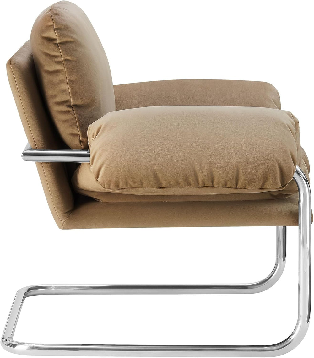Modway Ansel Performance Velvet Accent Chair in Taupe - Stain-Resistant Velve...