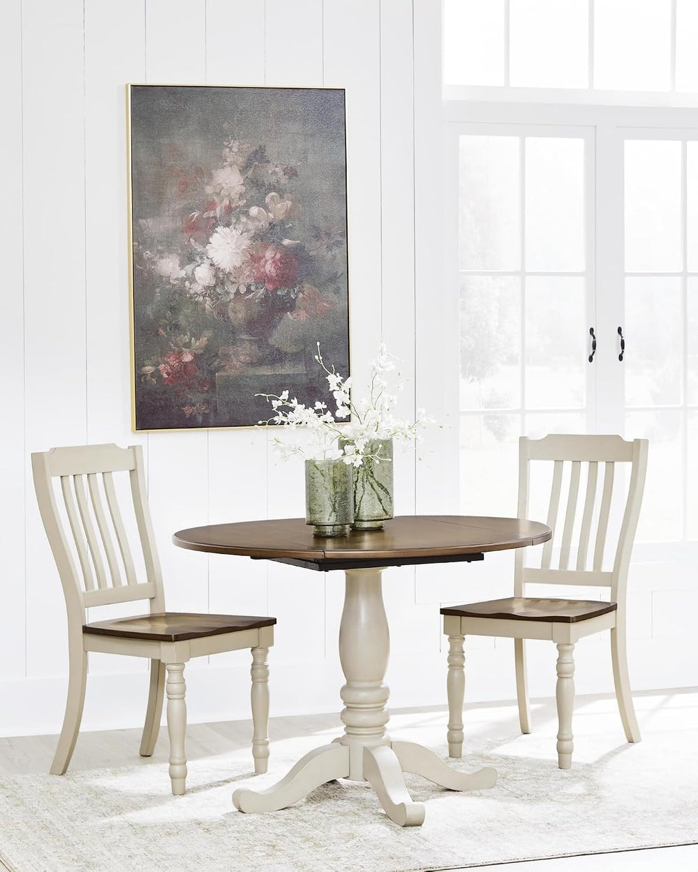 Signature Design by Ashley Waverun Dining Chair, Set of 2, White & Brown ...
