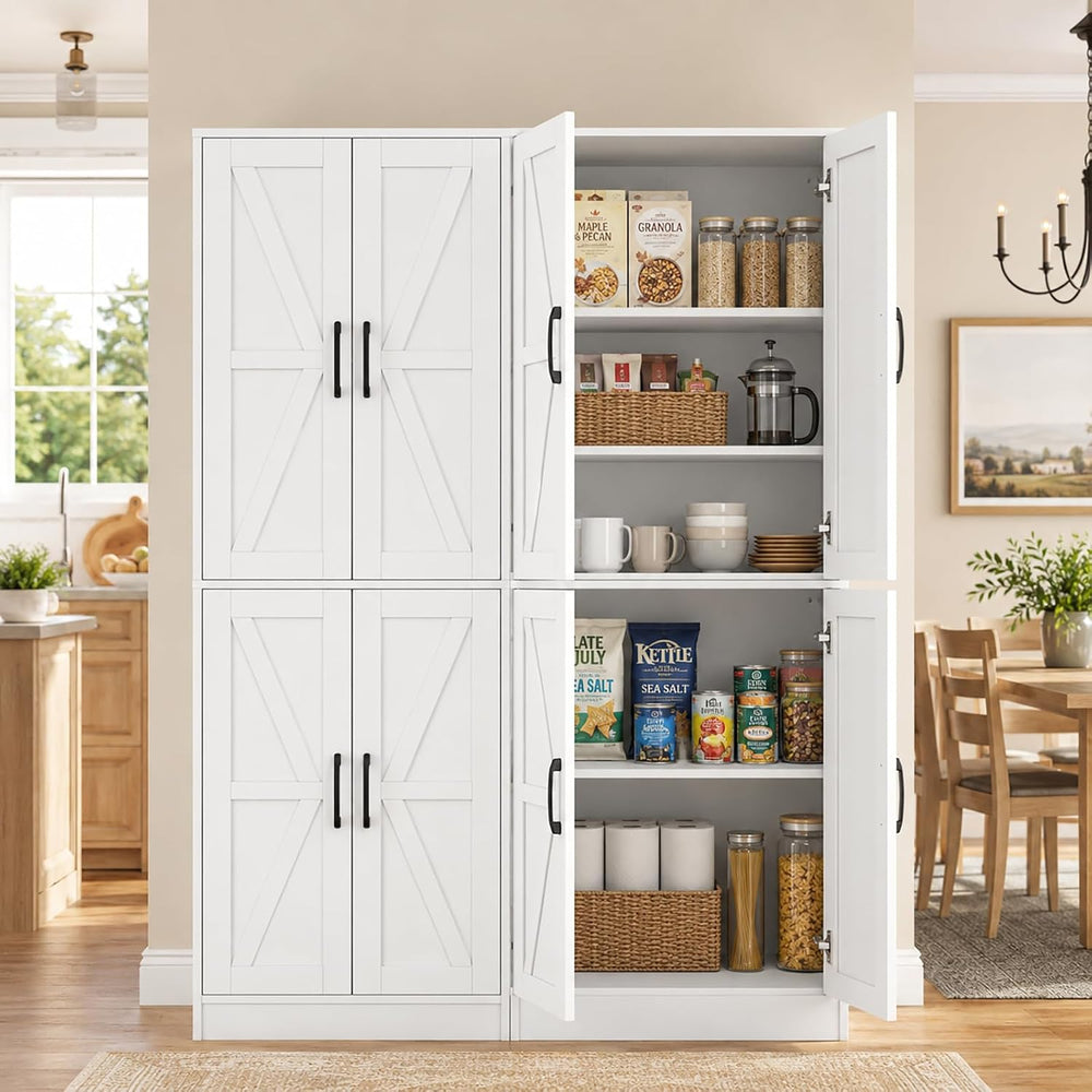 Kitchen Pantry Storage Cabinet, 68" Tall White Food Pantry Cabinet with ...