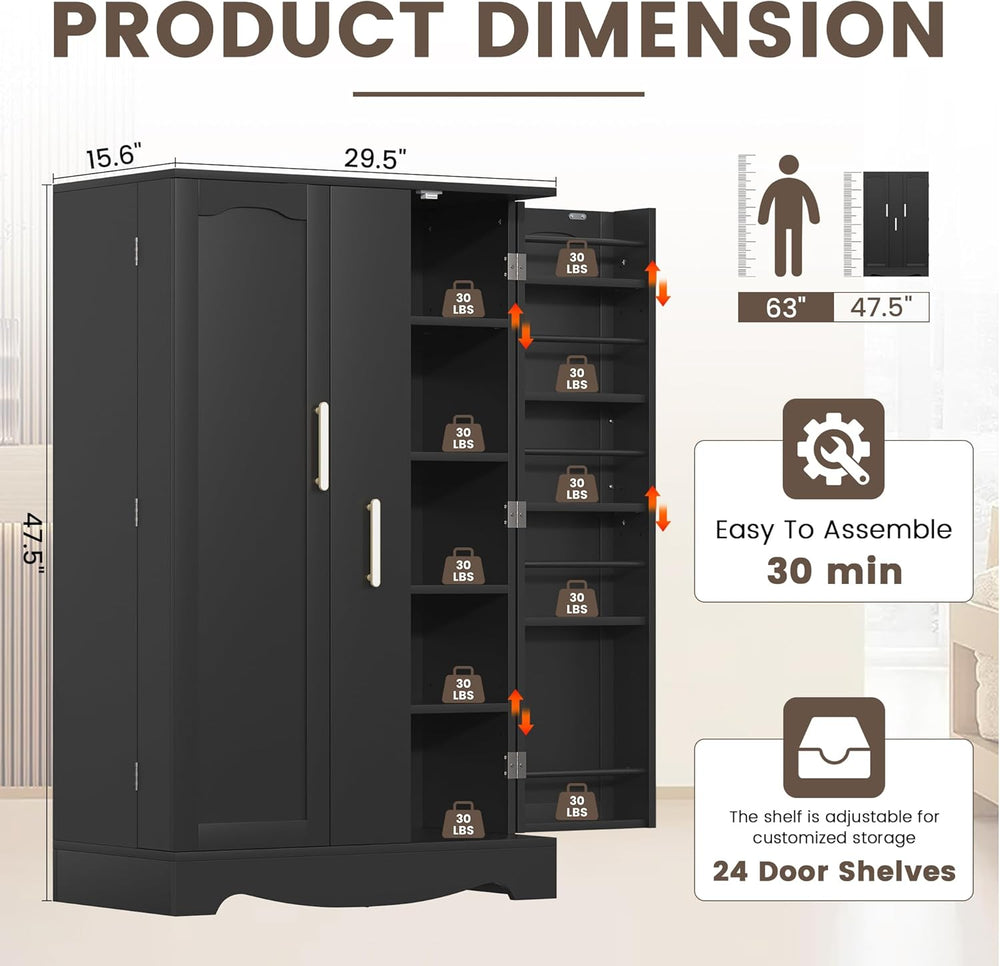 kepptory 47" Kitchen Pantry, Farmhouse Storage Cabinet with Barn Doors, ...