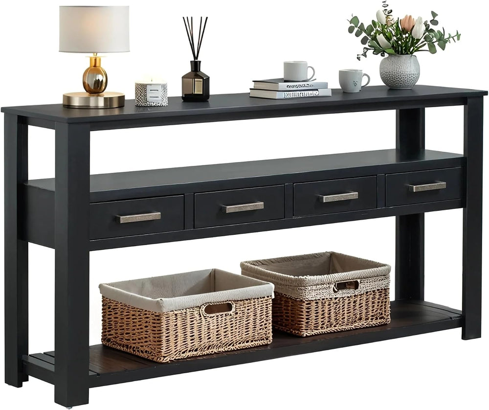 LKTART Console Table for Entryway with 4 Drawers,61.5'' Long Sofa Tab...