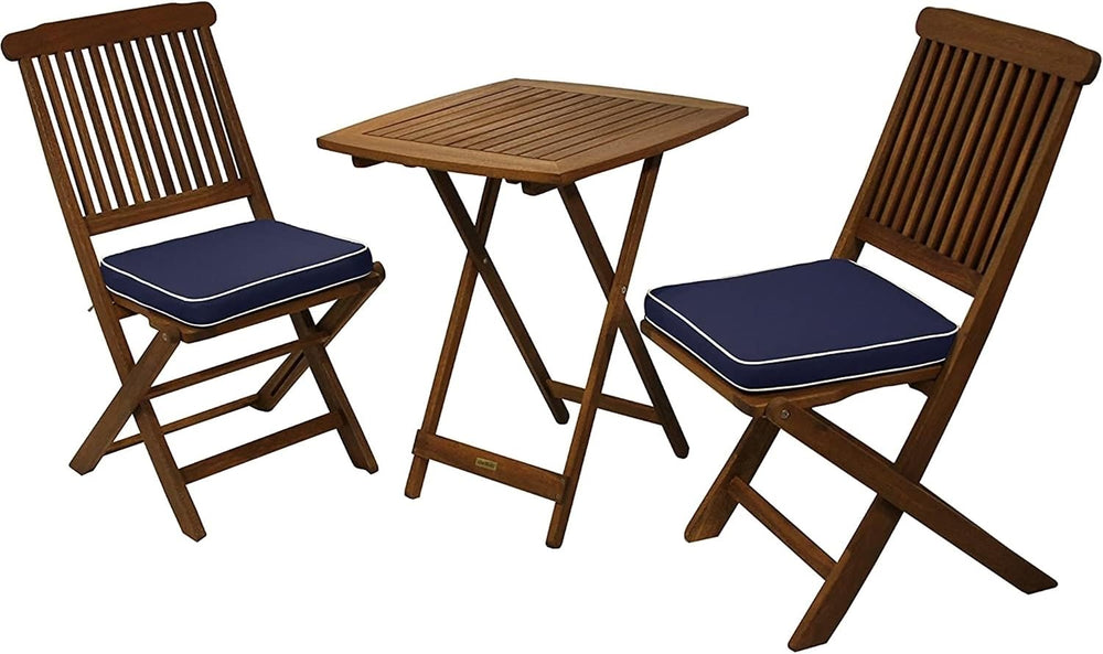 Outdoor Interiors Eucalyptus Wood 3-Piece Square Foldable Bistro Outdoor Furn...