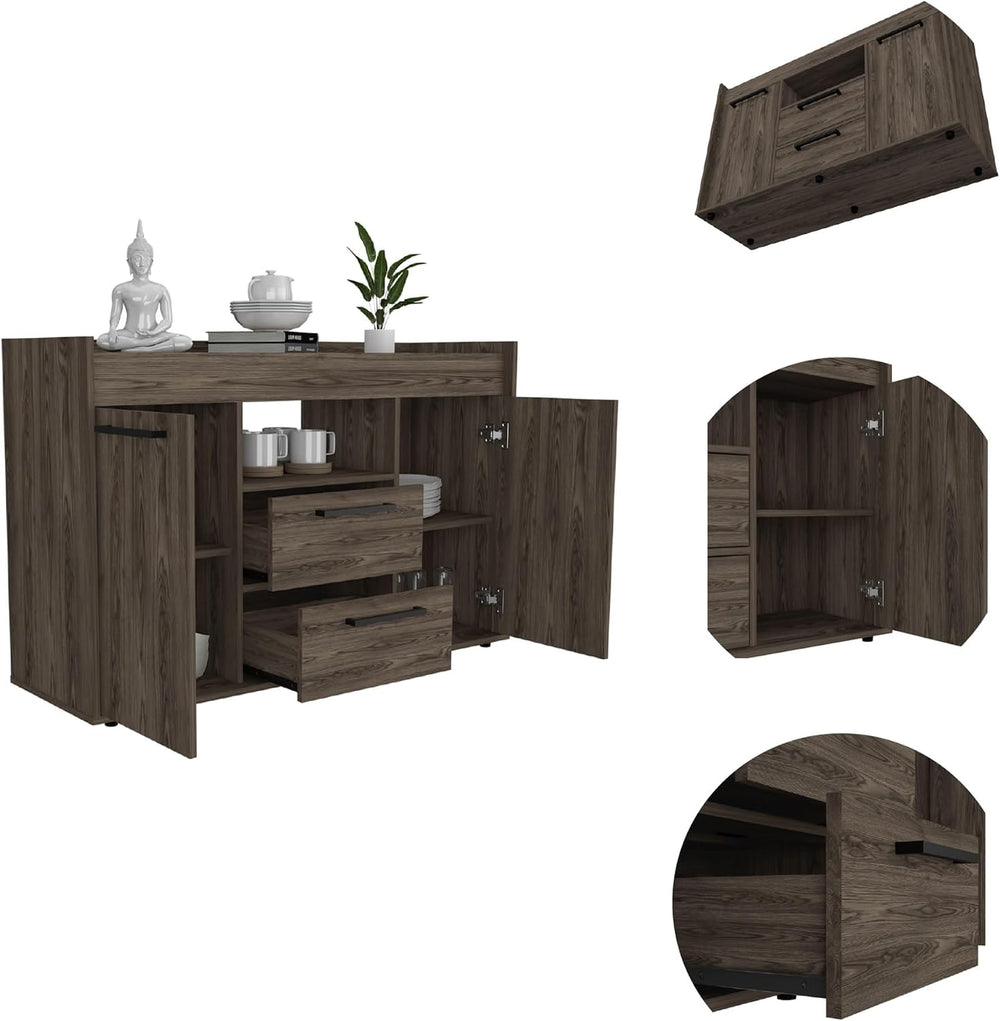 2-Drawer Sideboard Dark Walnut,Large Capacity Dining Cabinet,for Kitchen
